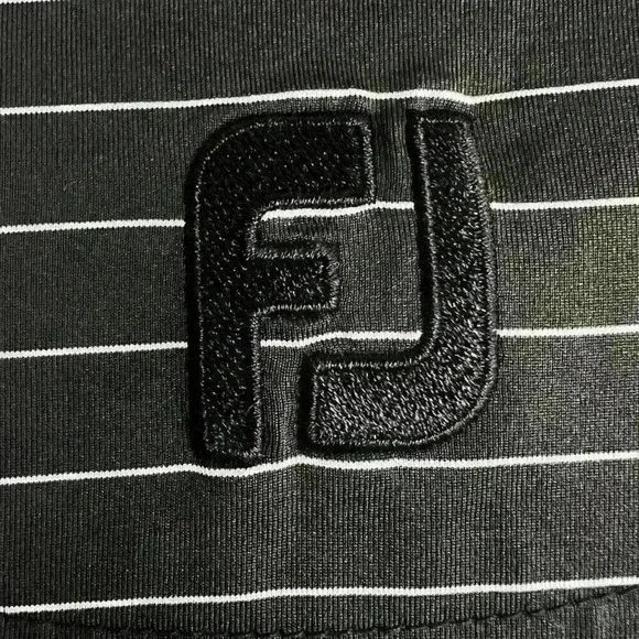 FootJoy Golf Polo Large Black with White Stripes West Lake - Athletic Fit - Picture 6 of 8